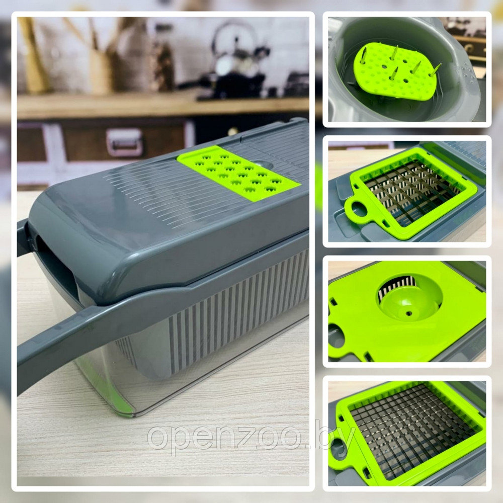 Многофункциональная ручная овощерезка терка Vegetable Chopper, 8 насадок (мультислайсер) - фото 2 - id-p184206566