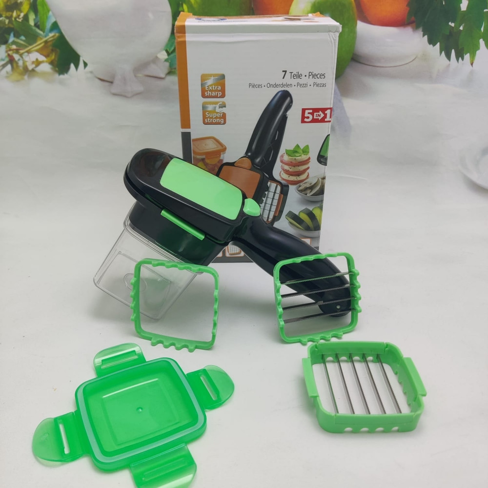 Ручной измельчитель овощей и фруктов Nicer Dicer Quick (овощерезка с контейнером 5 в 1), цвета MIX Оранжевый - фото 4 - id-p181586066