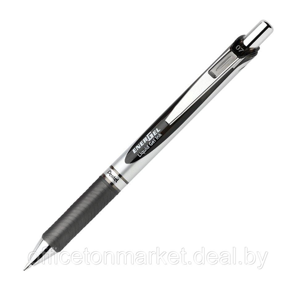 Ручка-роллер "Energel BL77", 0.7 мм, серебристый, черный, стерж. черный - фото 1 - id-p200076801