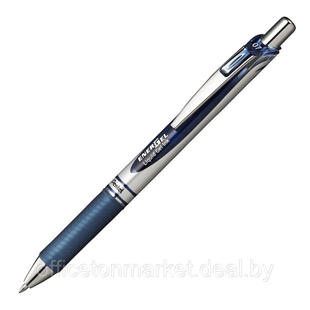 Ручка-роллер "Energel BL77", 0.7 мм, серебристый, темно-синий, стерж. темно-синий - фото 1 - id-p200076804