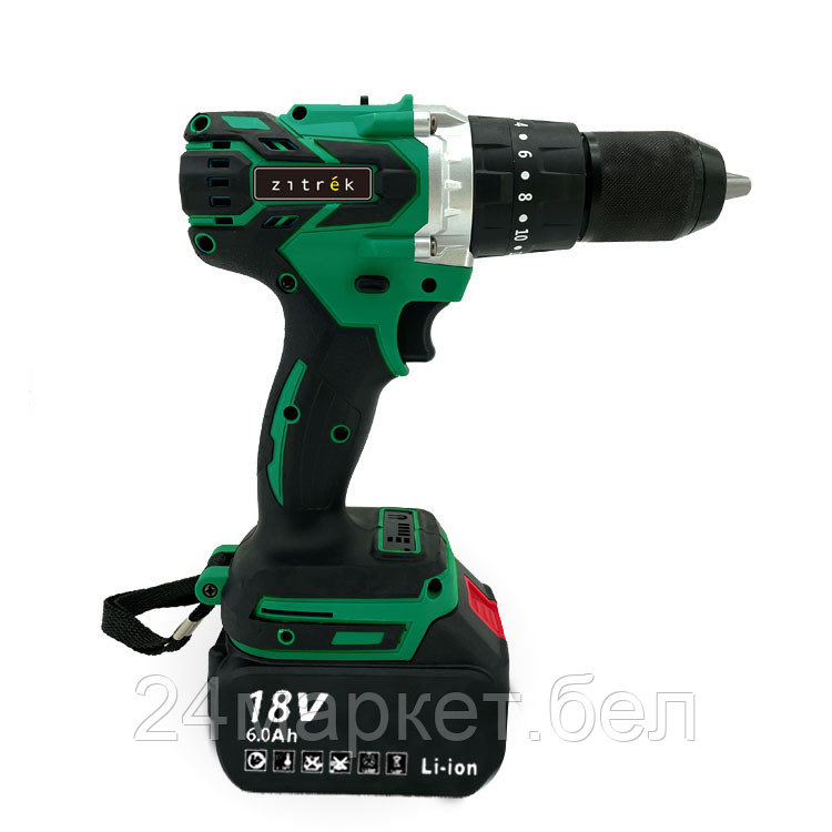 Дрель-шуруповерт аккумуляторная ударная Zitrek Green Impact 18V (18В, Li-ion 2x6.0Ач) 063-4046 - фото 3 - id-p200067127