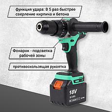 Дрель-шуруповерт аккумуляторная ударная Zitrek Green Impact 18V (18В, Li-ion 2x6.0Ач) 063-4046, фото 3