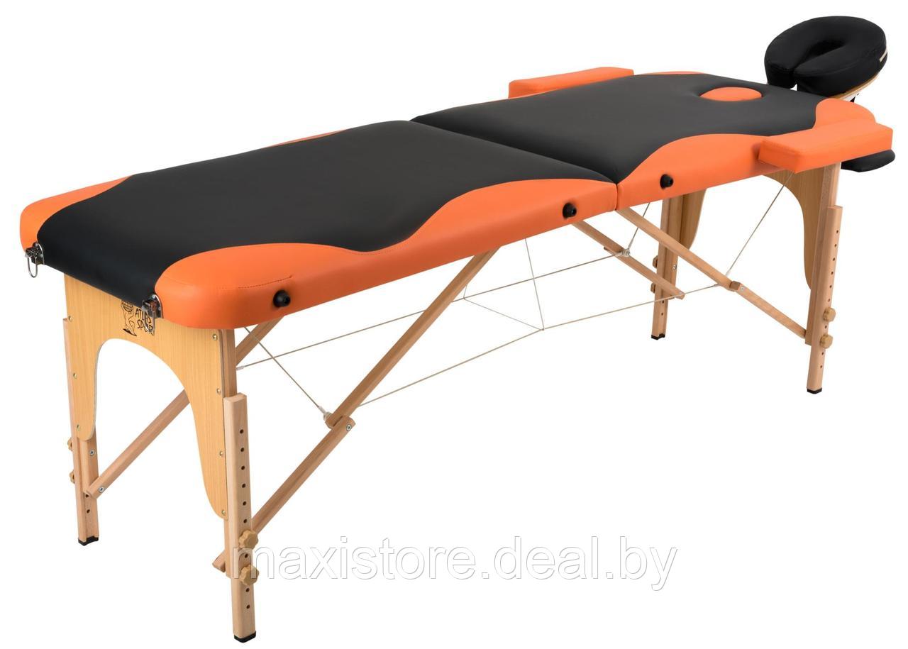 Массажный стол Atlas Sport складной 2-с деревянный 60 см (черно-оранжевый) - фото 1 - id-p163172800