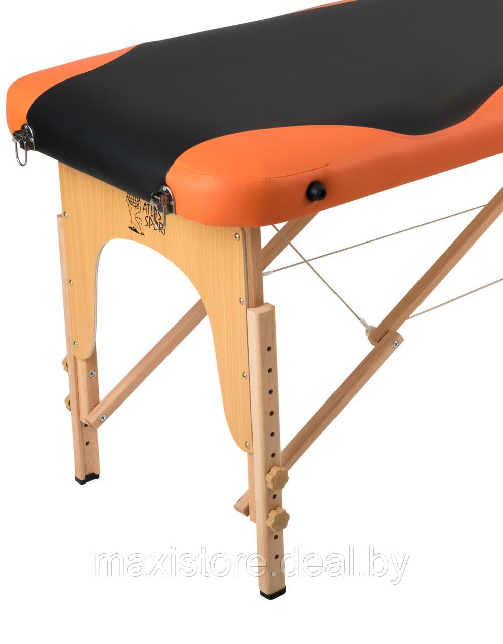 Массажный стол Atlas Sport складной 2-с деревянный 60 см (черно-оранжевый) - фото 4 - id-p163172800
