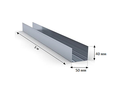 Профиль направляющий UW 50х40х0,6 мм, 3000 мм.
