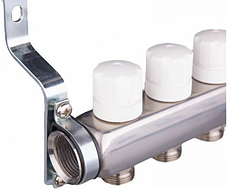 Коллектор (гребенка) AQUALINK 1"х2х3/4" / 2 контура/ с расходамерами/ сливным краном/ автовозд./ НЕРЖАВЕЙКА, фото 3