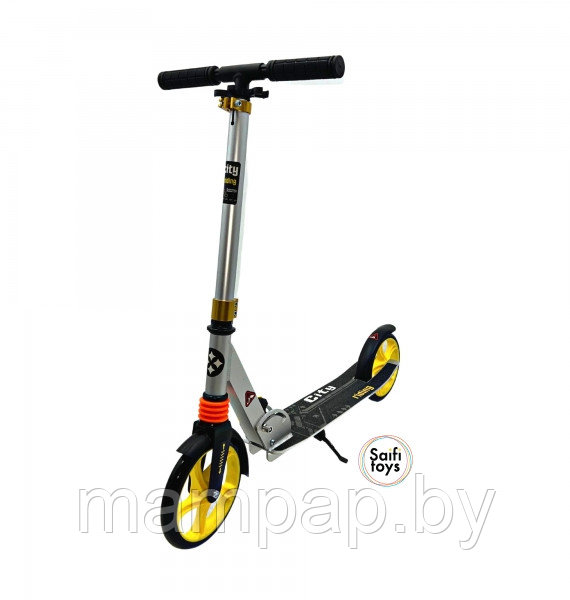 Двухколесный самокат Scooter Urban 690 складной, алюминиевая рама, амортизатор, с подножкой / Метали