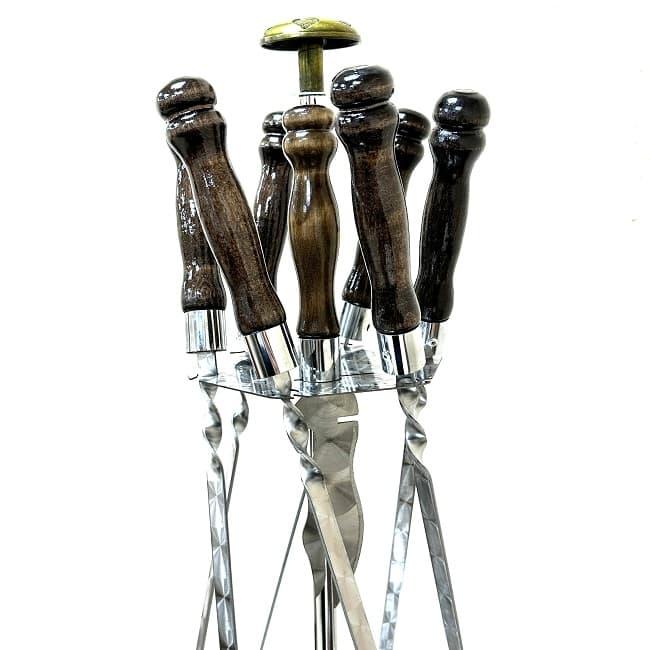 Садж-подставка с шампурами и ножом, поднос с ручками с подогревом - фото 3 - id-p200156627