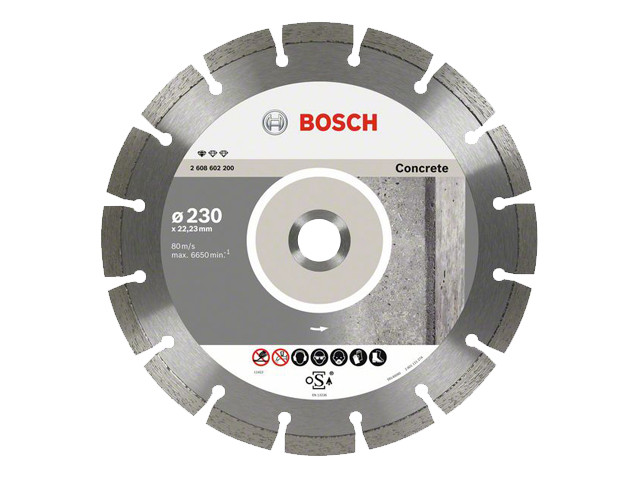 Алмазный круг 230х22,23 мм по бетону сегмент. Standard for Concrete BOSCH ( сухая резка) - фото 1 - id-p199912806