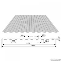 Профилированный лист с-8х1150 Цинк 0,45 мм