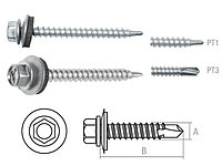 Саморез кровельный 4.8х19 мм цинк, шайба с прокл., PT1 (100 шт в пласт. конт.) STARFIX ( по дереву)