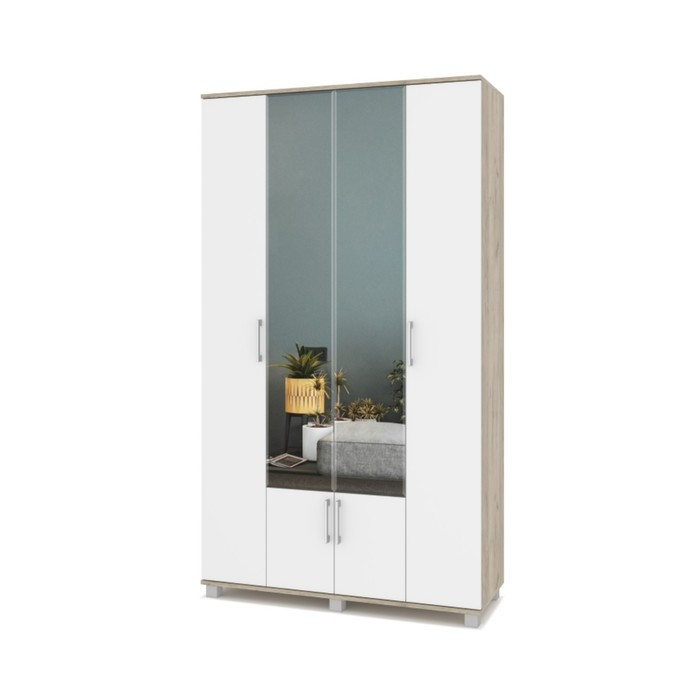 Шкаф 4-х створчатый с зеркалом Карина К42 1200x420x2100 Серый дуб/белый - фото 1 - id-p200163696