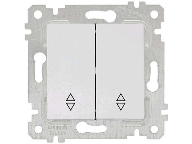 Выключатель проходной 2-клав. (скрытый, без рамки, пруж. зажим) белый, RITA, MUTLUSAN (10 A, 250 V, IP 20) - фото 1 - id-p199964071