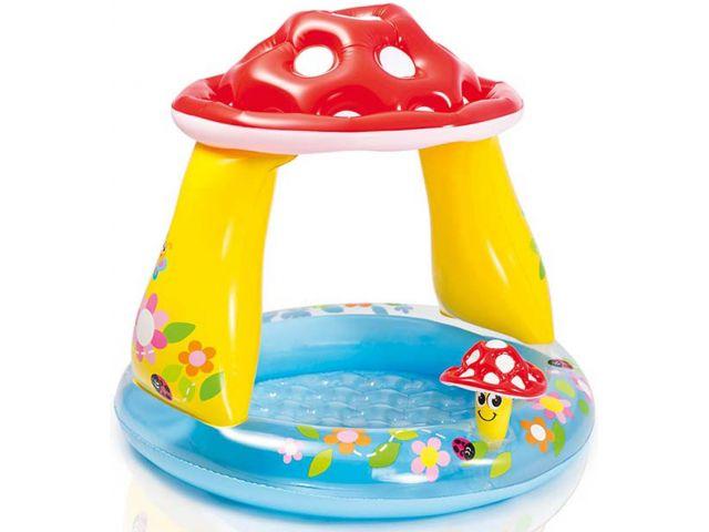 Надувной детский бассейн с навесом Грибок, 102х89 см, INTEX (для детей от 1 до 3 лет) - фото 1 - id-p199951406
