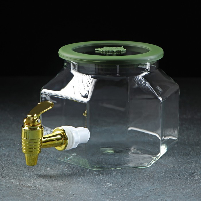 Диспенсер для напитков стеклянный «Листок», 2,5 л, 18×12×15 см - фото 1 - id-p200171550