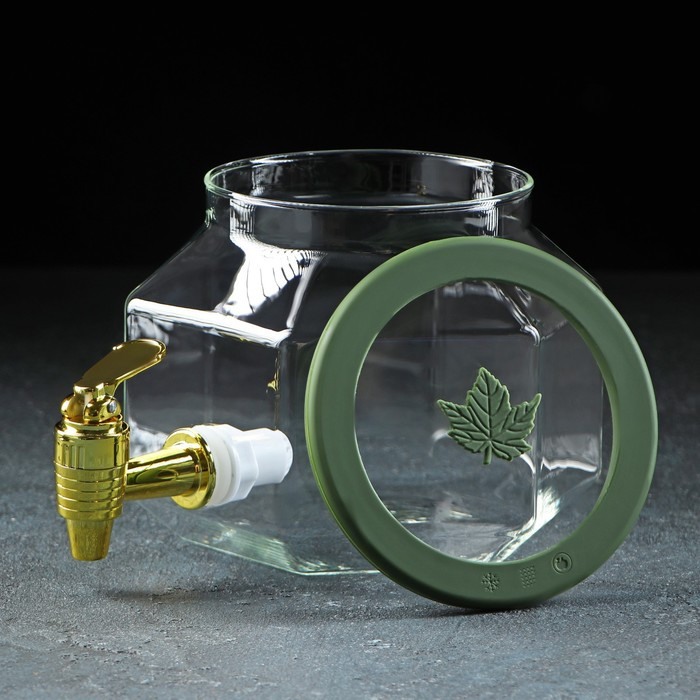 Диспенсер для напитков стеклянный «Листок», 2,5 л, 18×12×15 см - фото 2 - id-p200171550
