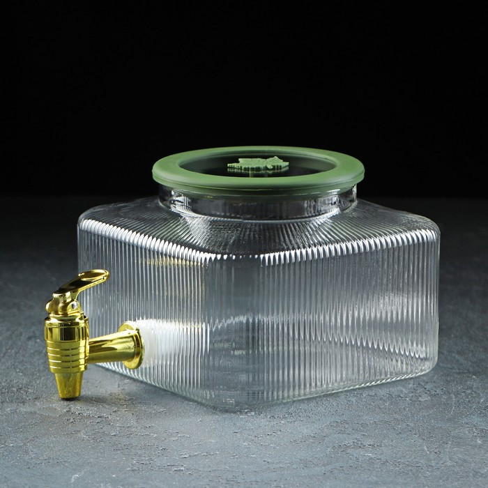 Диспенсер для напитков стеклянный «Листок», 2,6 л, 18×13,5 см - фото 1 - id-p200171551