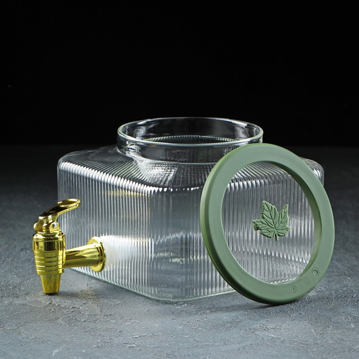 Диспенсер для напитков стеклянный «Листок», 2,6 л, 18×13,5 см - фото 2 - id-p200171551