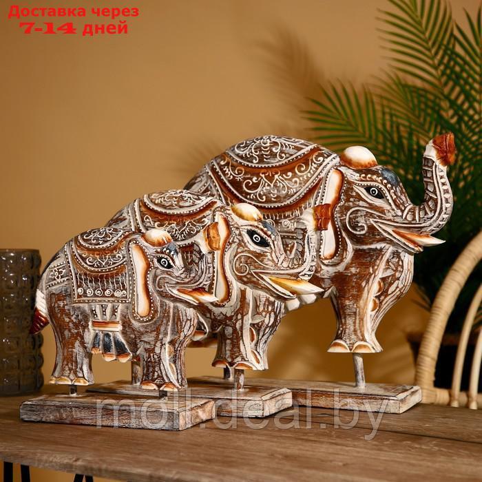 Сувенирный набор "Слоны" албезия (набор 3 шт) 40,25 и 20 см