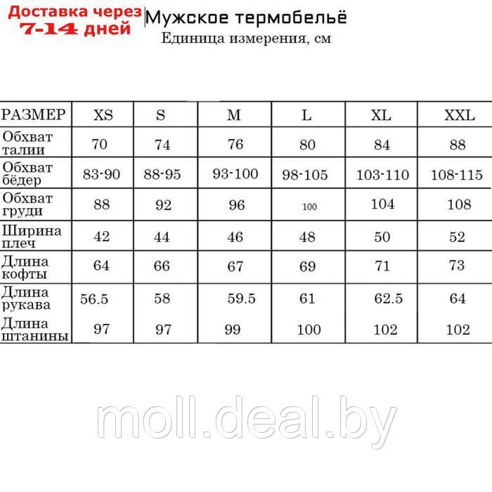 Термобелье мужское, размер XS, 42-44, цвет темно-серый - фото 3 - id-p199814702