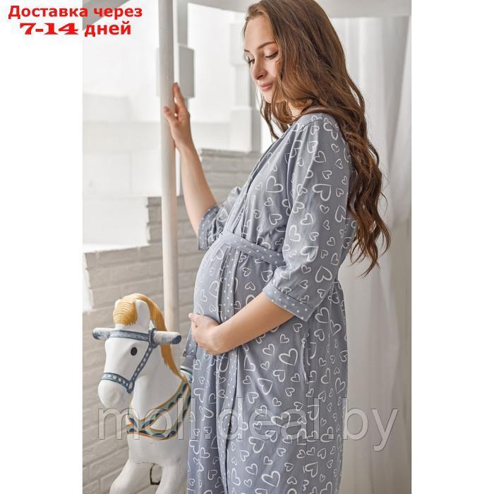 Комплект женский (сорочка/халат) для беременных, цвет серый, размер 52 - фото 10 - id-p199814844