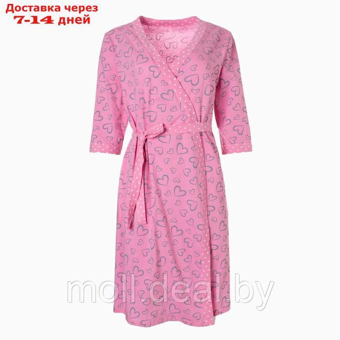 Комплект женский (сорочка/халат) для беременных, цвет розовый, размер 54 - фото 6 - id-p199814853