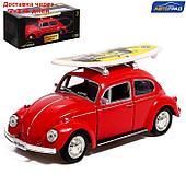 Машина металлическая VOLKSWAGEN BEETLE 1967, 1:32, открываются двери, инерция, цвет красный