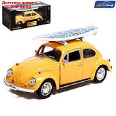 Машина металлическая VOLKSWAGEN BEETLE 1967, 1:32, открываются двери, инерция, цвет желтый