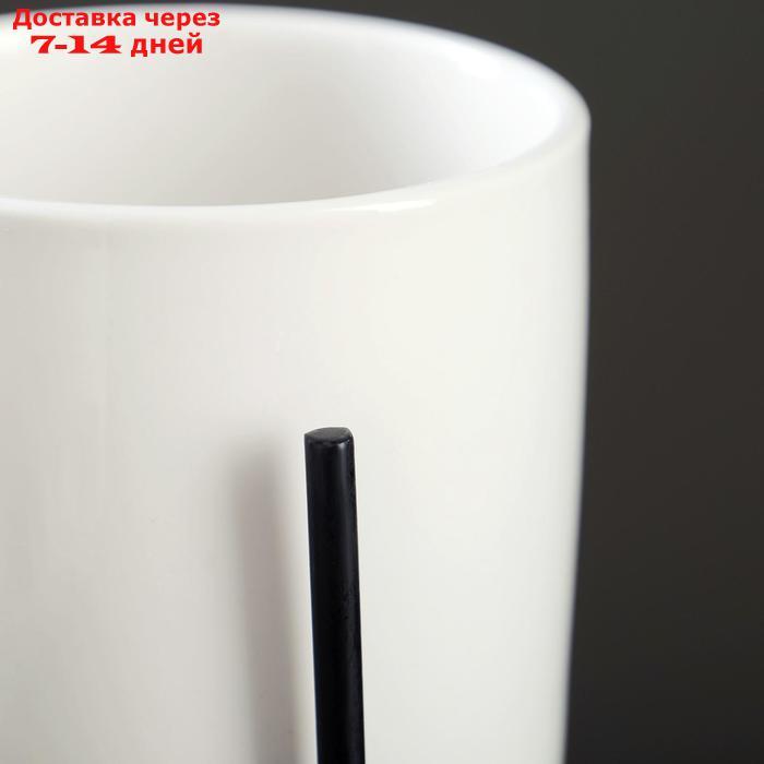 Кашпо "Цилиндр" белое, на черной подставке 15*8*8см - фото 3 - id-p200116024