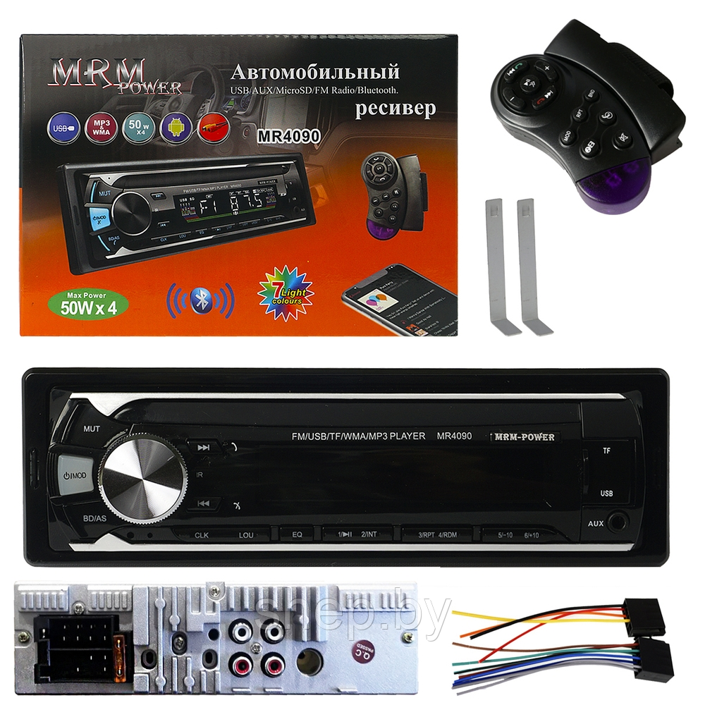 Автомагнитола 1DIN MRM MR4090 с охладителем, LCD экран, Bluetooth, пульт ДУ, FM, AUX, USB - фото 1 - id-p200223157