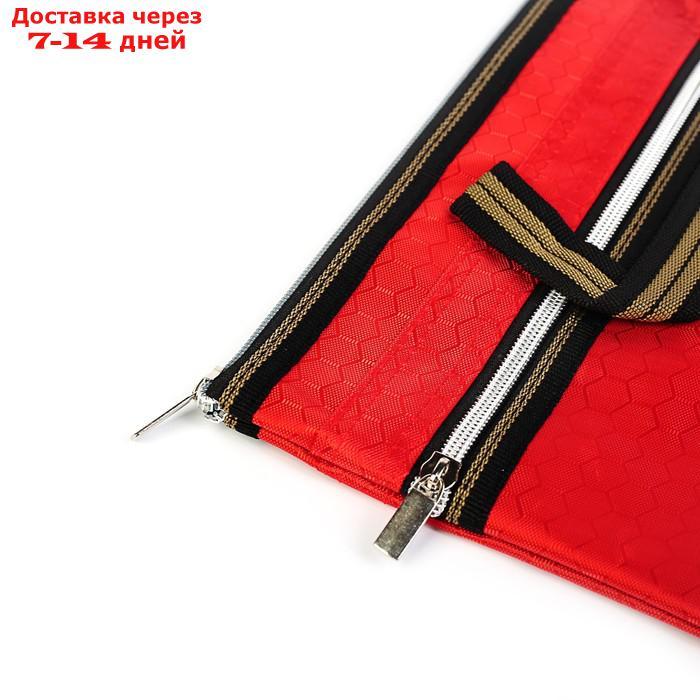 Портфель 1 отделение, А4, текстиль на молнии с ручками, с карманом красный - фото 2 - id-p200116069