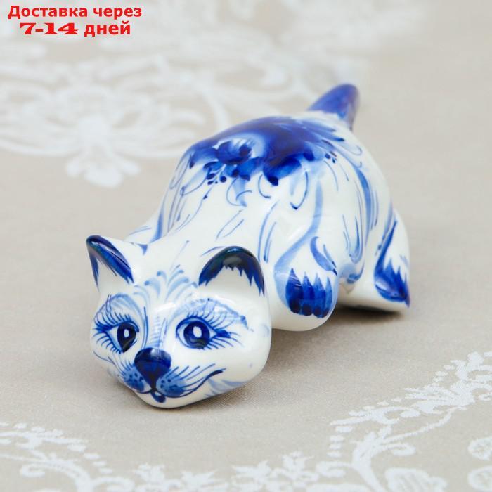 Сувенир "Кошка свисающая", гжель, фарфор, 8х16 см - фото 2 - id-p200119406