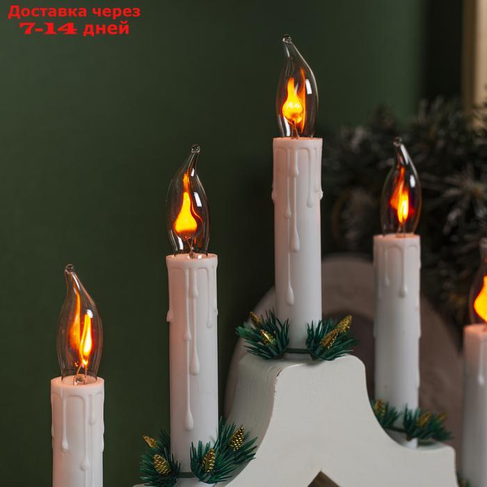 Фигура дерев. "Горка рождественская белая", 7 свечей, 1,5 Вт, Е12, 220V, ЭФФЕКТ ОГНЯ - фото 3 - id-p200119417
