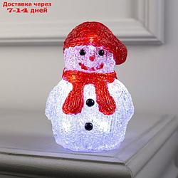 Фигура акрил."Снеговичок в шарфе " 15х7х7 см, 2хАА (не в компл), 8 LED, БЕЛЫЙ