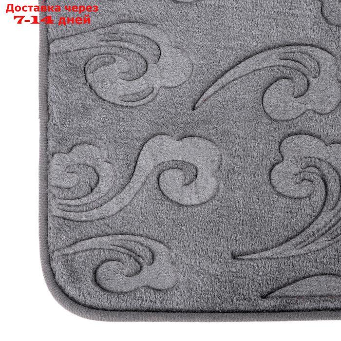 Набор ковриков для ванны и туалета Доляна "Грация", 2 шт: 40×50, 50×80 см, цвет серый - фото 2 - id-p200118000