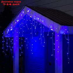 Гирлянда "Бахрома" 3 х 0.6 м , IP44, УМС, белая нить, 160 LED, свечение синее, 220 В