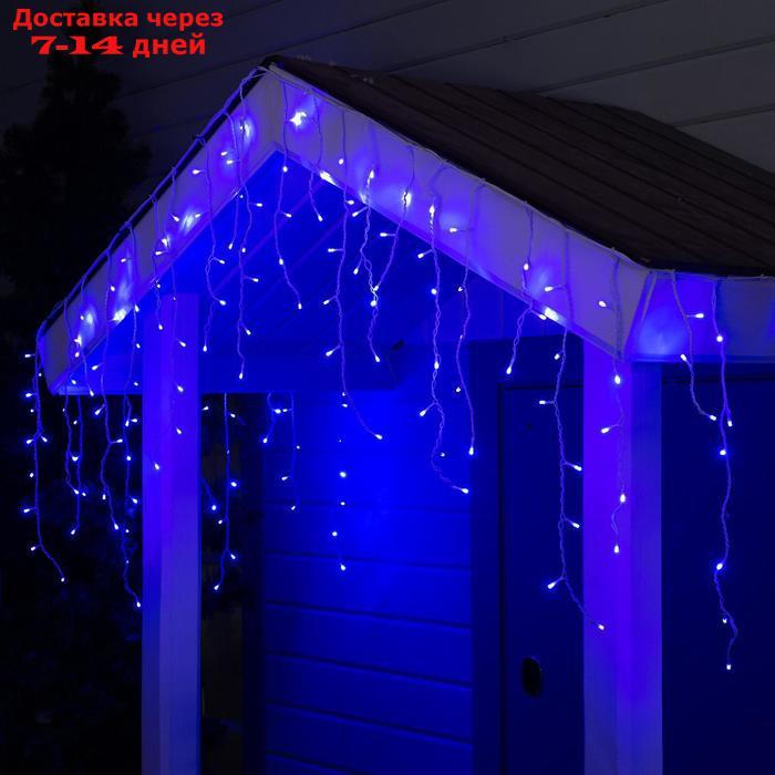 Гирлянда "Бахрома" 3 х 0.6 м , IP44, УМС, белая нить, 160 LED, свечение синее, 220 В - фото 1 - id-p200119003