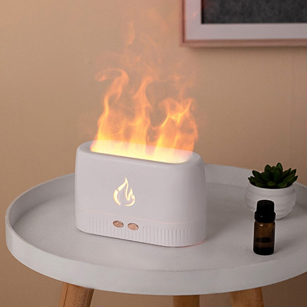 Аромадиффузор - ночник с эффектом пламени Flame Humidifier SL-168. Белый глянец/Цветное пламя - фото 1 - id-p200224699