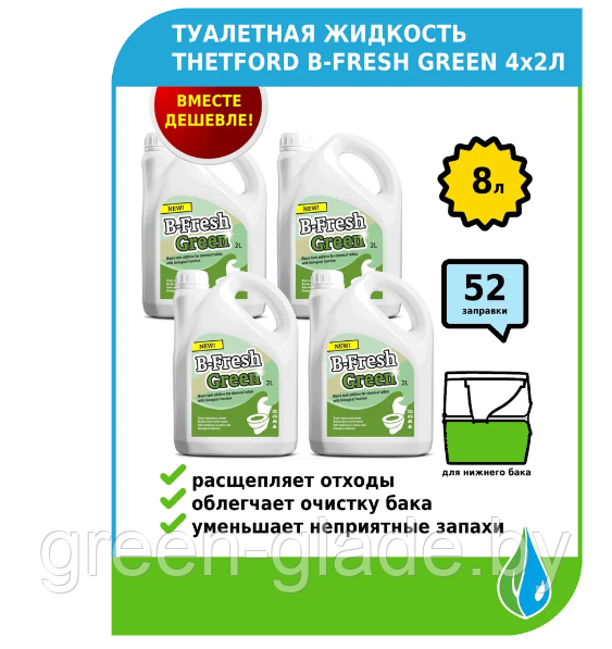 Туалетная жидкость Thetford B-Fresh Green 2л (комплект 4 шт) - фото 1 - id-p118211190
