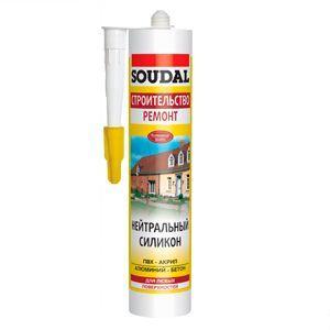 Силикон нейтральный "Soudal" СТРОИТЕЛЬСТВО РЕМОНТ серый 280 мл - фото 1 - id-p199163007