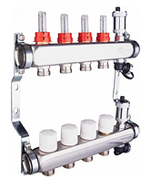 Коллектор (гребенка) AQUALINK 1"х3/4" / 9 контуров/ с расходамерами/ сливным краном/ автовозд./ НЕРЖАВЕЙКА, фото 3