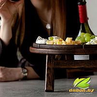 Складной составной винный столик из Дуба на 1 бутылку и 2 бокала "Романтик - 2" Шоколадный, фото 3