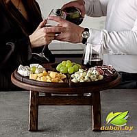 Складной составной винный столик из Дуба на 1 бутылку и 2 бокала "Романтик - 2" Шоколадный, фото 6