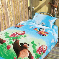 Комплект детского постельного белья  "Маша и Медведь" Друзья хлопок