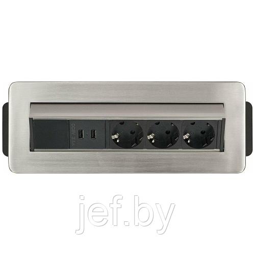 Удлинитель 2м встраиваемый в столешницу (3 роз,2 USB,H05VV-F 3G1.5 ...