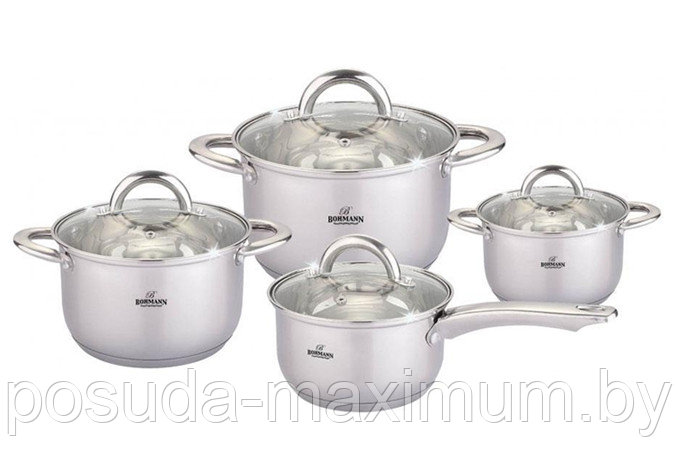 Набор кастрюль из нержавеющей стали Bohmann, 4 шт BH-0812S