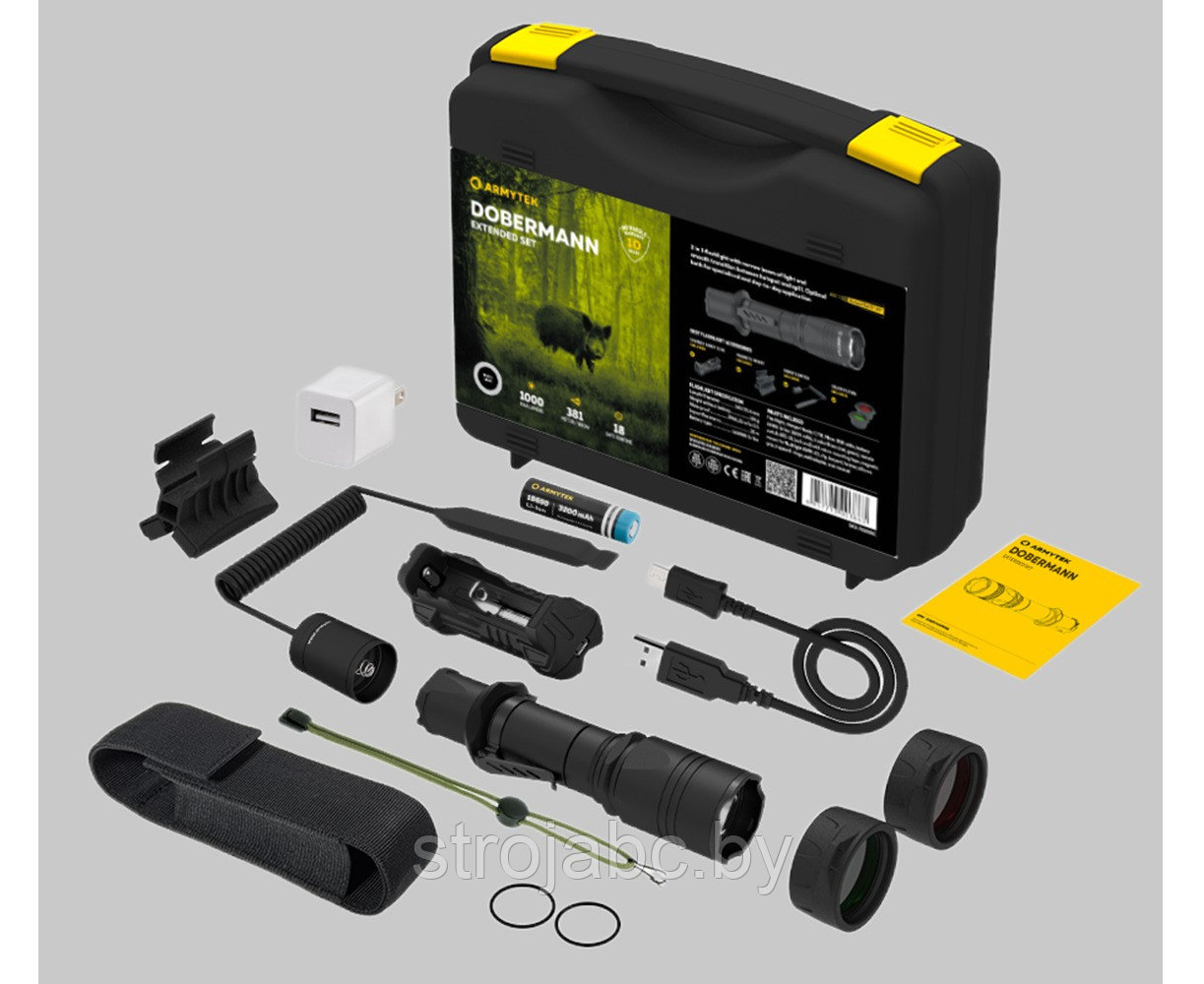 Тактический фонарь Armytek Dobermann Extended Set (холодный свет)