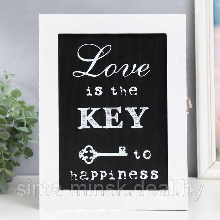 Ключница дерево 6 крючков "Любовь - это ключ к счастью" 20х5,3х26 см - фото 1 - id-p200341570