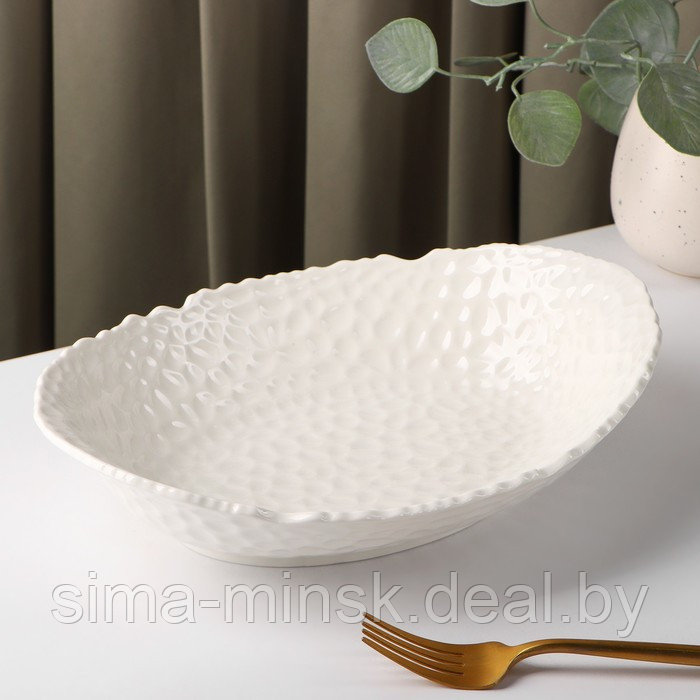 Блюдо керамическое овальное «Воздушность», 1 л, цвет белый - фото 1 - id-p200342730