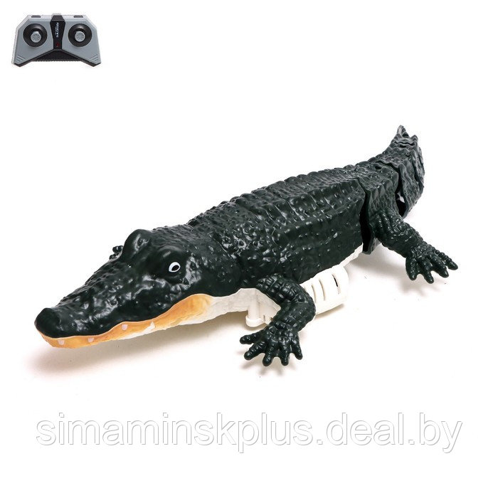 Крокодил радиоуправляемый, плавает, работает от аккумулятора, цвет зелёный - фото 1 - id-p200359975